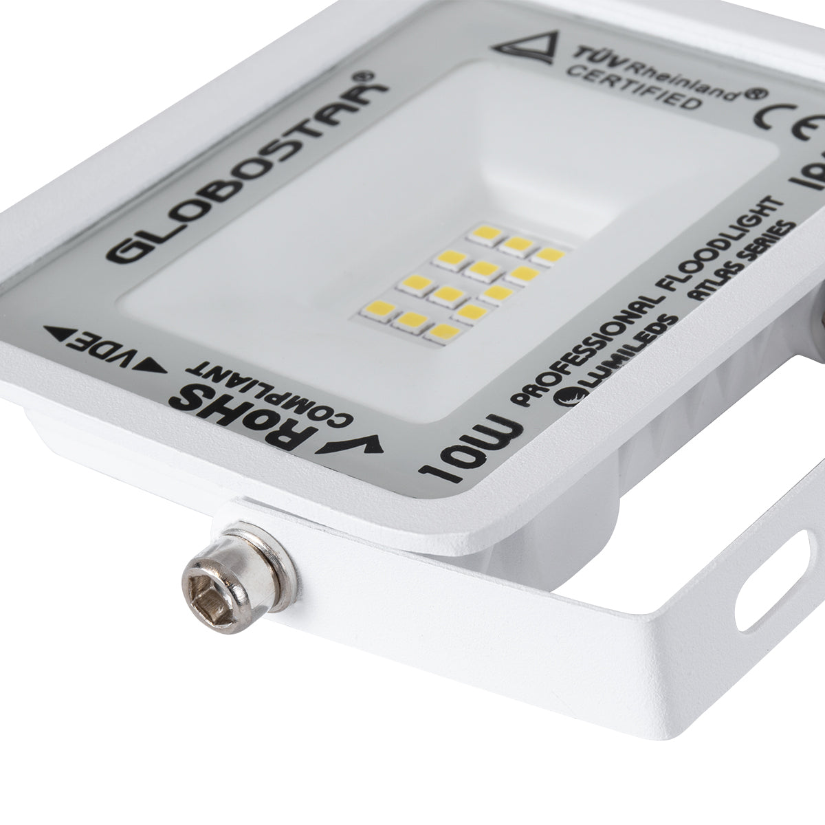 ATLAS 61405 Επαγγελματικός Προβολέας LED 10W 1200lm 120° AC 220-240V - Αδιάβροχος IP67 - Μ10 x Π2 x Υ8cm - Λευκό - Φυσικό Λευκό 4500K - LUMILEDS Chips - TÜV Rheinland Certified - 5 Years Warranty