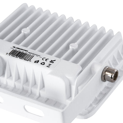 ATLAS 61406 LED Floodlight 10W 1150lm 120° AC 220-240V Waterproof IP67 Warm White 2700K - Lumileds SMD Chip - TÜV Rheinland Certified - Matte White - L10 x W2 x H8