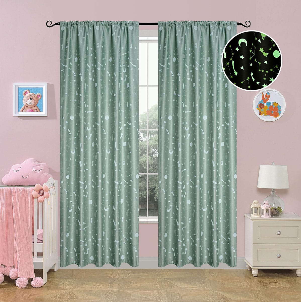 Κουρτίνα Φωσφορίζουσα με Τρέσα Art 6141 140x270εκ Μέντα