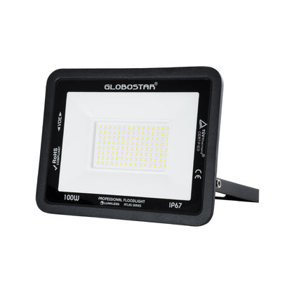ATLAS 61426 Προβολέας LED 100W 12000lm 120° AC 220-240V Αδιάβροχο IP67 Φυσικό Λευκό 4500K - Lumileds SMD Chip - TÜV Rheinland Certified - Μαύρο Ματ - Μ27 x Π4 x Υ21