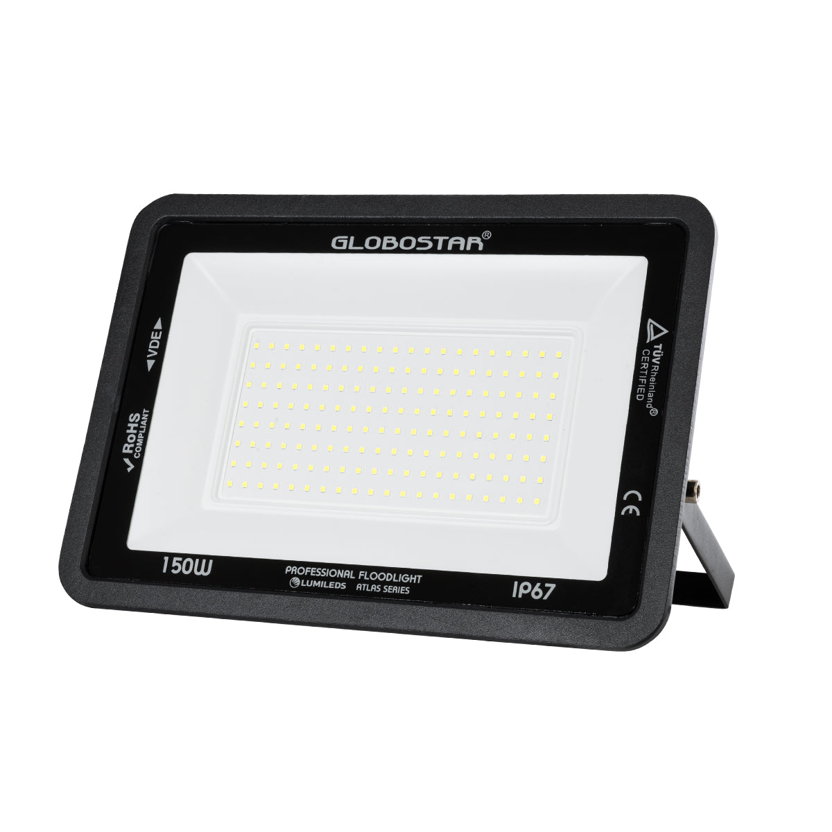 ATLAS 61428 Προβολέας LED 150W 18750lm 120° AC 220-240V Αδιάβροχο IP67 Ψυχρό Λευκό 6000K - Lumileds SMD Chip - TÜV Rheinland Certified - Μαύρο Ματ - Μ32 x Π4 x Υ23
