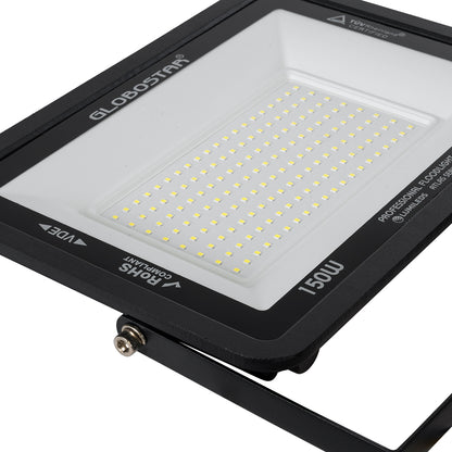ATLAS 61428 Προβολέας LED 150W 18750lm 120° AC 220-240V Αδιάβροχο IP67 Ψυχρό Λευκό 6000K - Lumileds SMD Chip - TÜV Rheinland Certified - Μαύρο Ματ - Μ32 x Π4 x Υ23