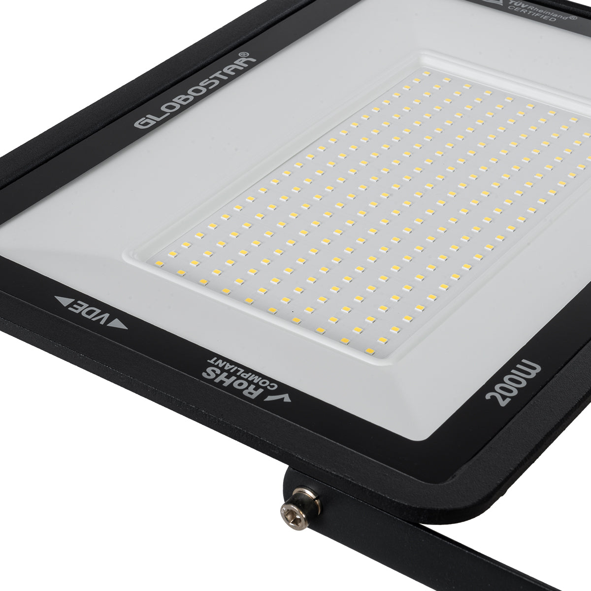 ATLAS 61432 Προβολέας LED 200W 24000lm 120° AC 220-240V Αδιάβροχο IP67 Φυσικό Λευκό 4500K - Lumileds SMD Chip - TÜV Rheinland Certified - Μαύρο Ματ - Μ38 x Π4 x Υ28