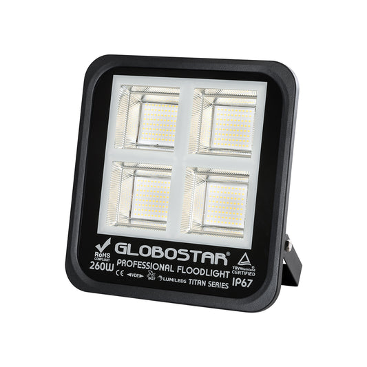 TITAN 61434 Προβολέας για Γήπεδα Tennis & Ποδοσφαίρου 5x5 LED 260W 32500lm 60°x90° AC 220-240V Αδιάβροχο IP67 Φυσικό Λευκό 5000K - Lumileds SMD Chip - TÜV Rheinland Certified - Μαύρο Ματ - Μ30 x Π8 x Υ28
