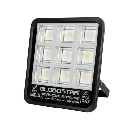 TITAN 61436 Προβολέας για Γήπεδα Tennis & Ποδοσφαίρου 5x5 LED 540W 67500lm 60°x90° AC 220-240V Αδιάβροχο IP67 Φυσικό Λευκό 5000K - Lumileds SMD Chip - TÜV Rheinland Certified - Μαύρο Ματ - Μ38 x Π8 x Υ42