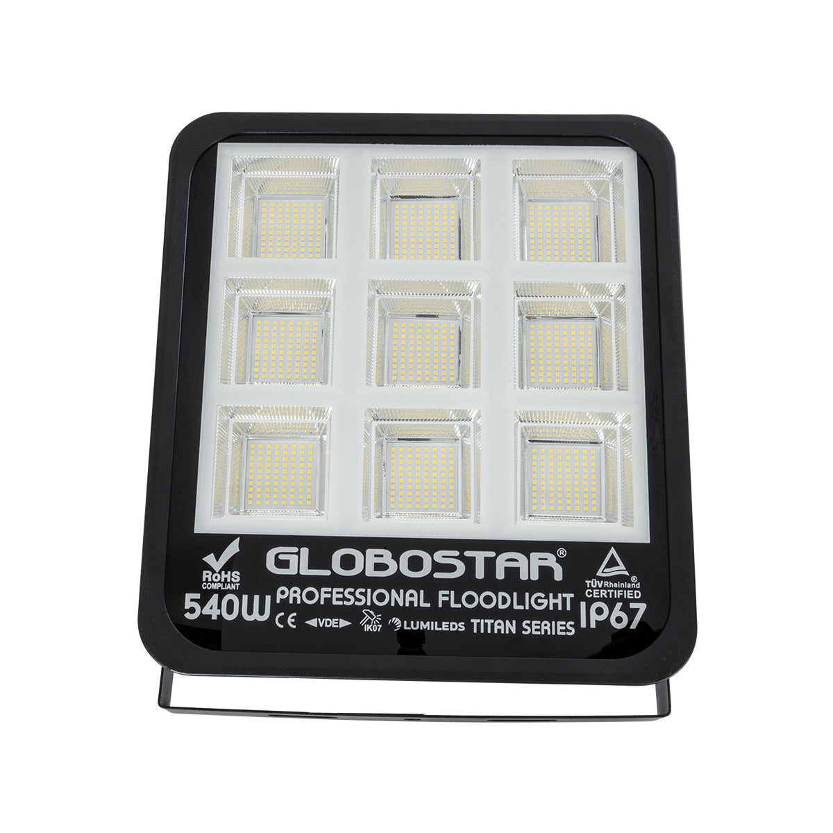 TITAN 61436 Προβολέας για Γήπεδα Tennis & Ποδοσφαίρου 5x5 LED 540W 67500lm 60°x90° AC 220-240V Αδιάβροχο IP67 Φυσικό Λευκό 5000K - Lumileds SMD Chip - TÜV Rheinland Certified - Μαύρο Ματ - Μ38 x Π8 x Υ42