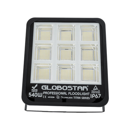 TITAN 61436 Προβολέας για Γήπεδα Tennis & Ποδοσφαίρου 5x5 LED 540W 67500lm 60°x90° AC 220-240V Αδιάβροχο IP67 Φυσικό Λευκό 5000K - Lumileds SMD Chip - TÜV Rheinland Certified - Μαύρο Ματ - Μ38 x Π8 x Υ42