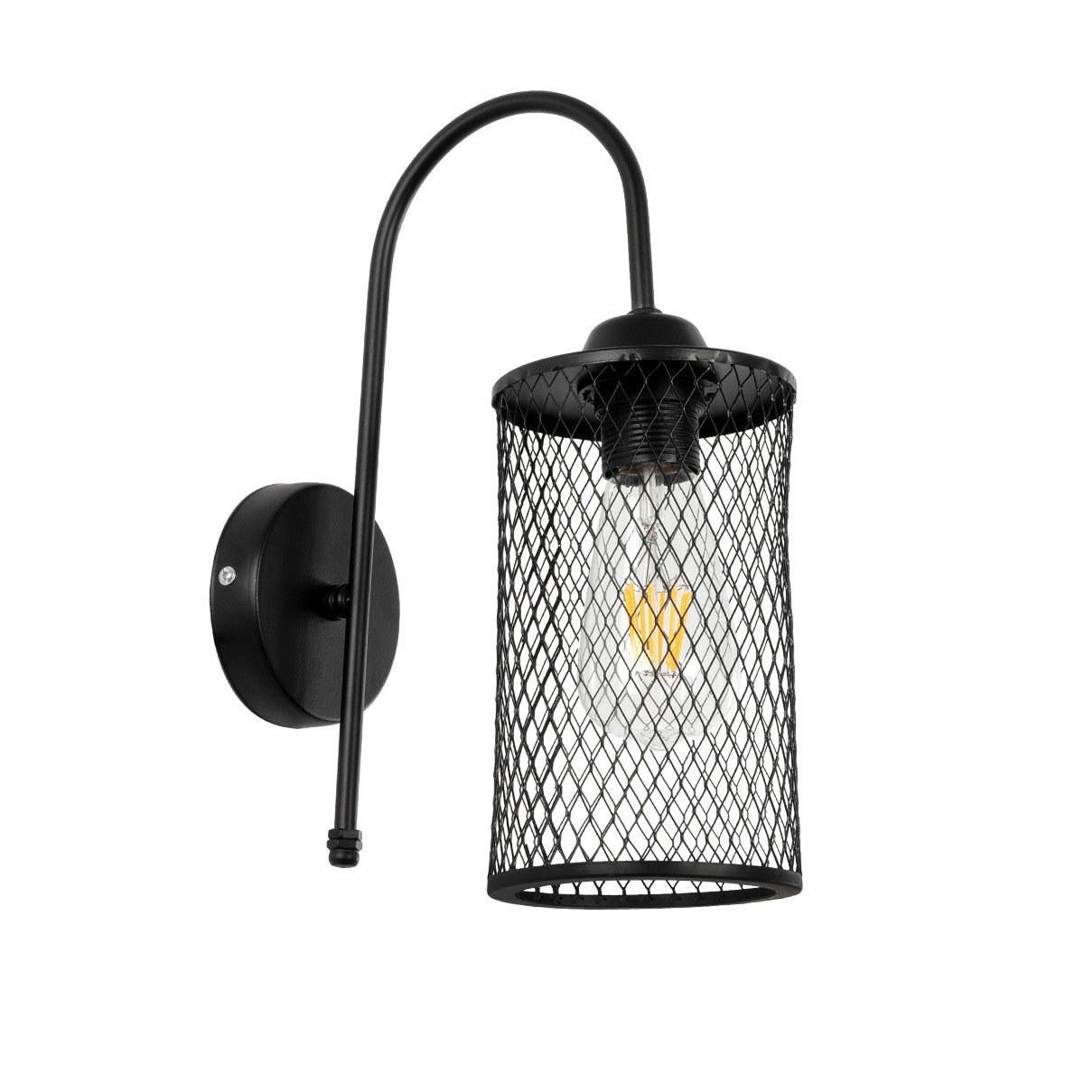 HANDANG 201-0123 Vintage Φωτιστικό Τοίχου - Απλίκα με Ντουί 1 x E27 AC 220-240V IP20 - Μαύρο - Μ12 x Π24 x Υ34