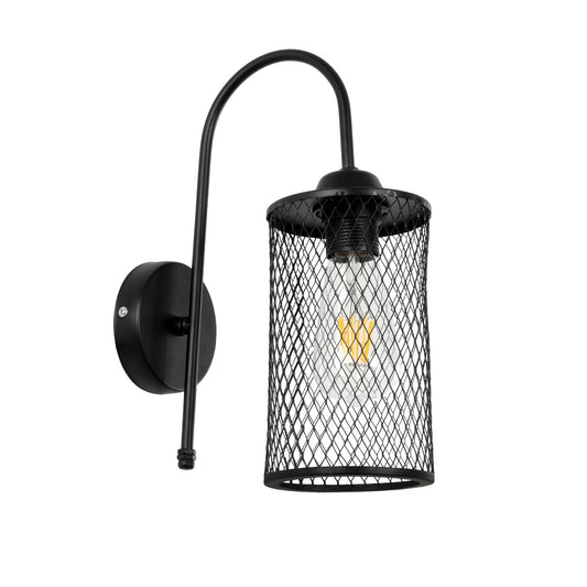 HANDANG 201-0123 Vintage Φωτιστικό Τοίχου - Απλίκα με Ντουί 1 x E27 AC 220-240V IP20 - Μαύρο - Μ12 x Π24 x Υ34