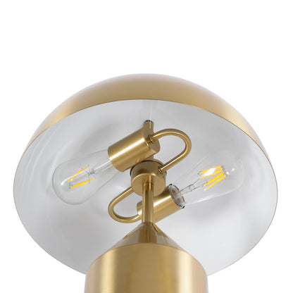 URANUS-M 61455 Μοντέρνο Επιτραπέζιο Φωτιστικό Πορτατίφ Δίφωτο 2 x E27 AC220-240V IP20 - Φ35 x Υ54cm - Χρυσό Πλατίνα Μεταλλικό Καμπάνα με Διακόπτη On/Off