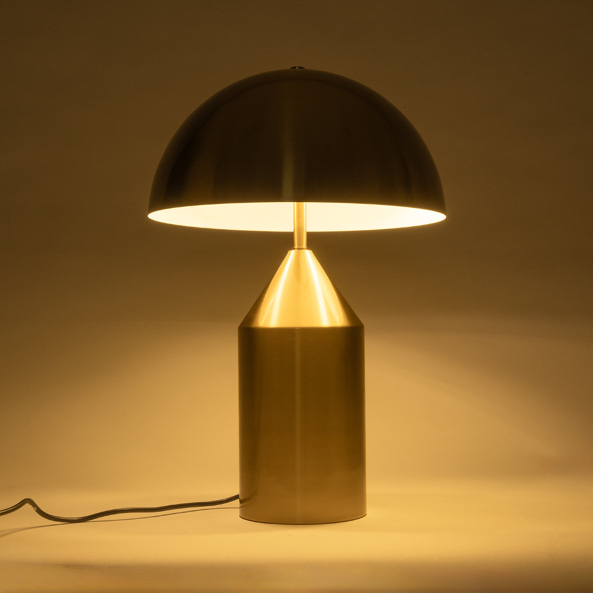 URANUS-M 61455 Μοντέρνο Επιτραπέζιο Φωτιστικό Πορτατίφ Δίφωτο 2 x E27 AC220-240V IP20 - Φ35 x Υ54cm - Χρυσό Πλατίνα Μεταλλικό Καμπάνα με Διακόπτη On/Off