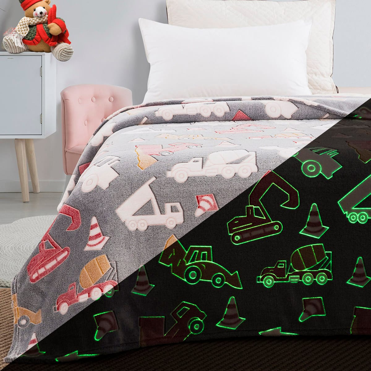 Κουβέρτα Μονή Φωσφορίζουσα Flash Art 6147 160x220εκ Γκρι