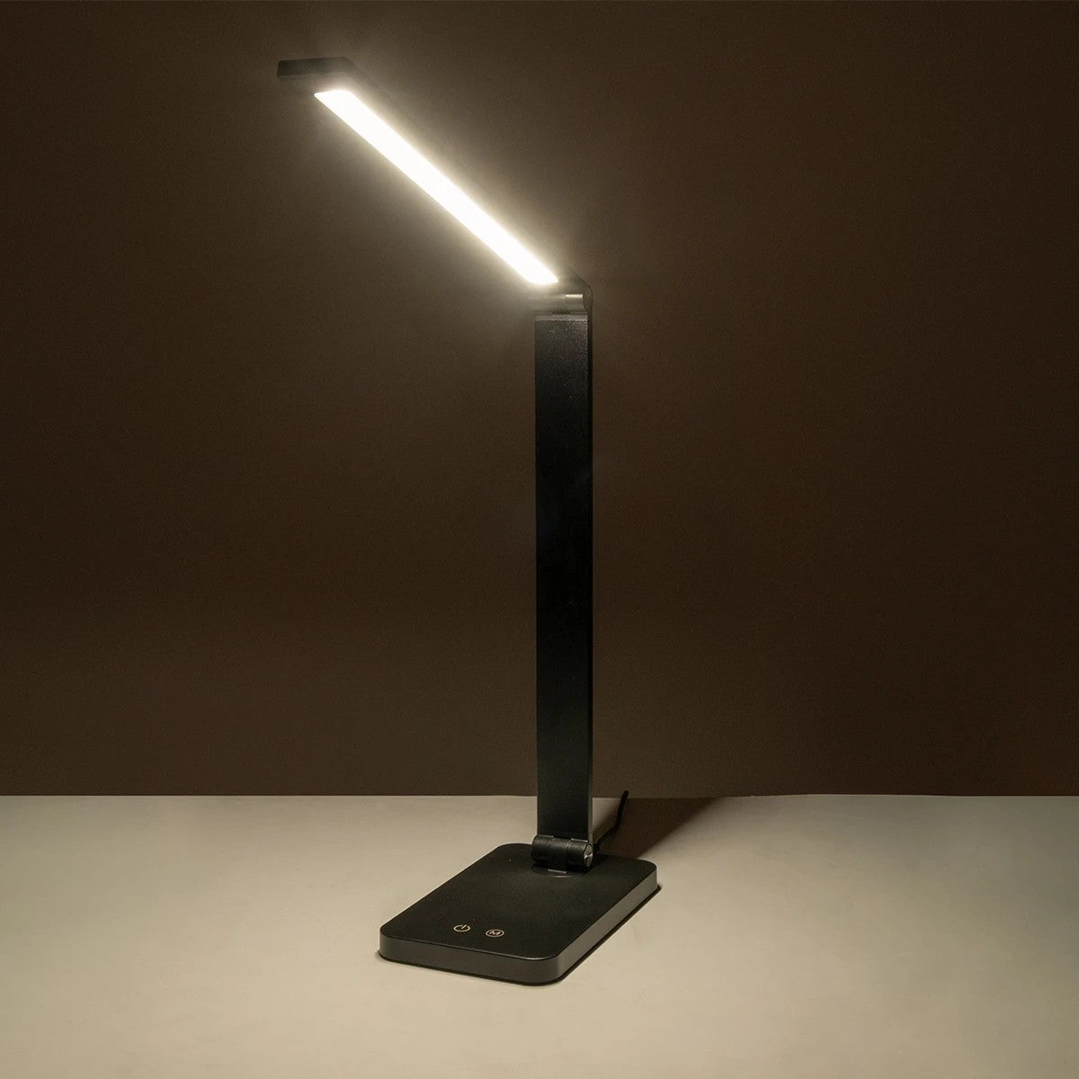 TEBLA 60481 Μοντέρνο Επιτραπέζιο Φωτιστικό Γραφείου LED 5W 500lm 120° AC 220-240V IP20 Ρυθμιζόμενο Λευκό CCT με Αφή 2700K/4500K/6000K Dimmable - Bridgelux SMD Chip - Μαύρο - Μ11 x Π31 x Υ52