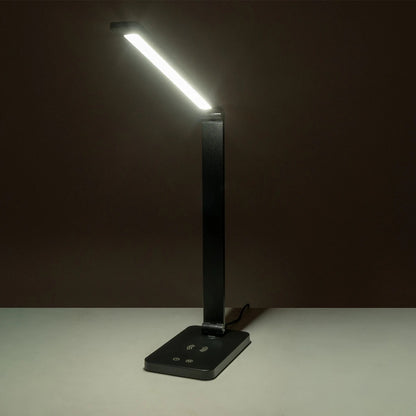 TEBLA 60482 Μοντέρνο Επιτραπέζιο Φωτιστικό Γραφείου με Ασύρματη Φόρτιση 5W 1A LED 5W 500lm 120° AC 220-240V IP20 Ρυθμιζόμενο Λευκό CCT με Αφή 2700K/4500K/6000K Dimmable - Bridgelux SMD Chip - Μαύρο - Μ11 x Π31 x Υ52