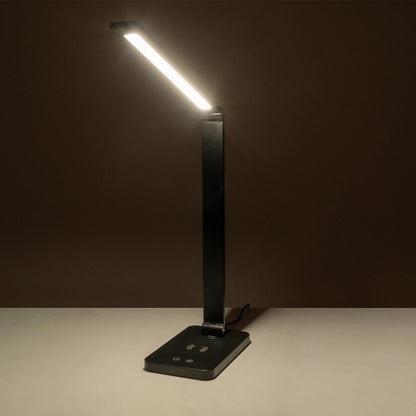 TEBLA 60482 Μοντέρνο Επιτραπέζιο Φωτιστικό Γραφείου με Ασύρματη Φόρτιση 5W 1A LED 5W 500lm 120° AC 220-240V IP20 Ρυθμιζόμενο Λευκό CCT με Αφή 2700K/4500K/6000K Dimmable - Bridgelux SMD Chip - Μαύρο - Μ11 x Π31 x Υ52