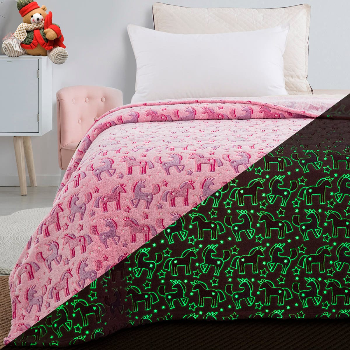 Κουβέρτα Μονή Φωσφορίζουσα Flash Art 6148 160x220εκ Ροζ