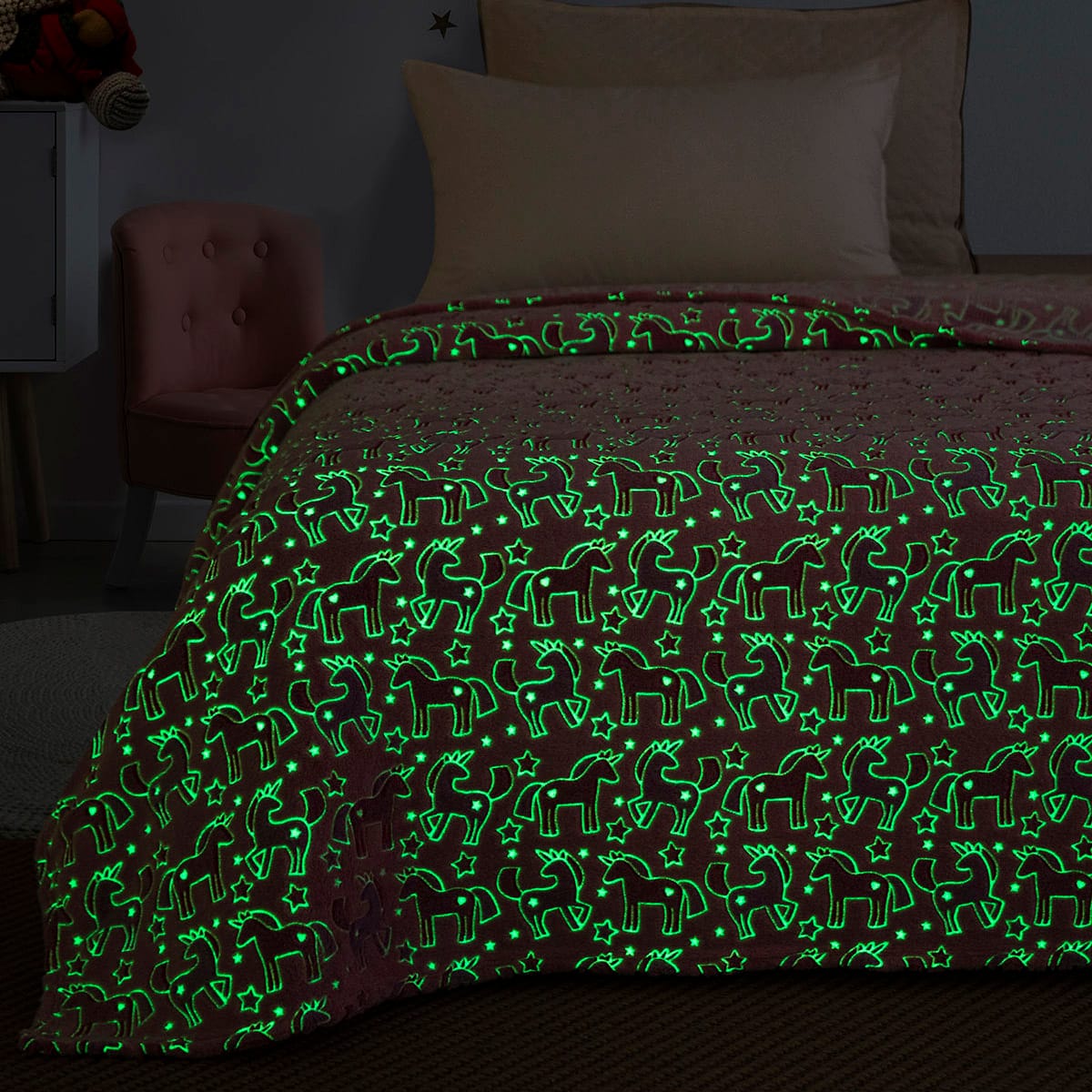 Κουβέρτα Μονή Φωσφορίζουσα Flash Art 6148 160x220εκ Ροζ