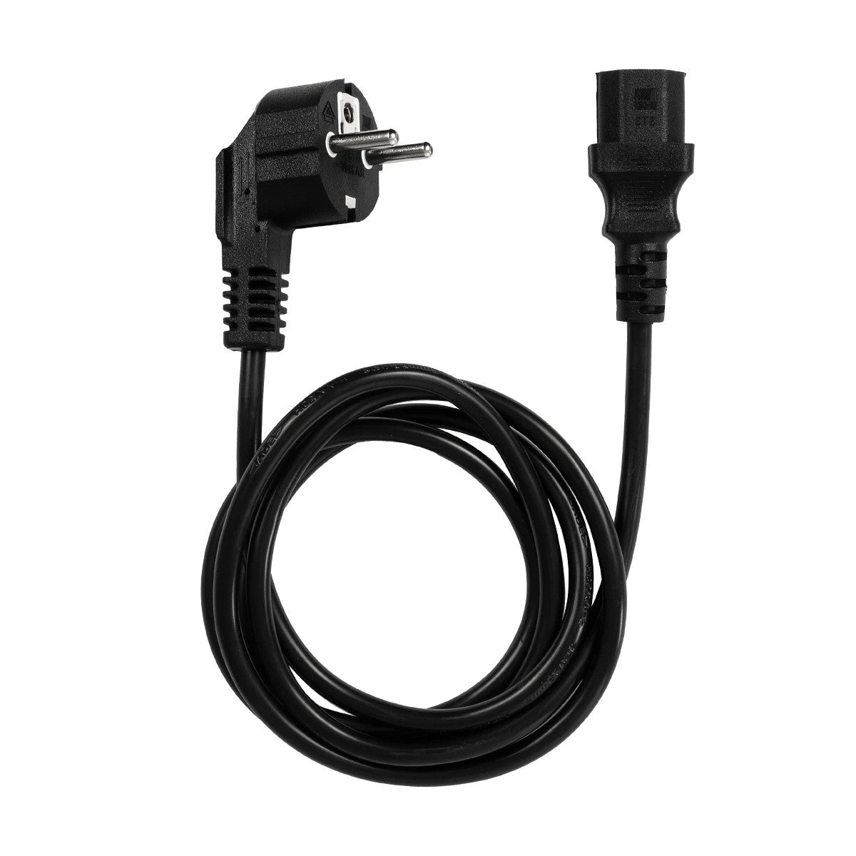 PLUGA 61498 Καλώδιο Τροφοδοσίας C13 με Πλάγια Πρίζα Schuko 250V 10A max 1.5m - 3*0.75mm2 - Μαύρο - Μ150 x Π3.6 x Υ3.6