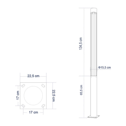 CANCUN 61509 Urban Light Φωτιστικό Πάρκου - Πλατείας - Κήπου Ύψους 2 μέτρων LED 40W 5440lm 60° AC100-240VAC IP67 IK09 - D15.5 x H200cm - Anthracite Grey - Φυσικό Λευκό 4000K - LUMILEDS - MEAN WELL DRIVER