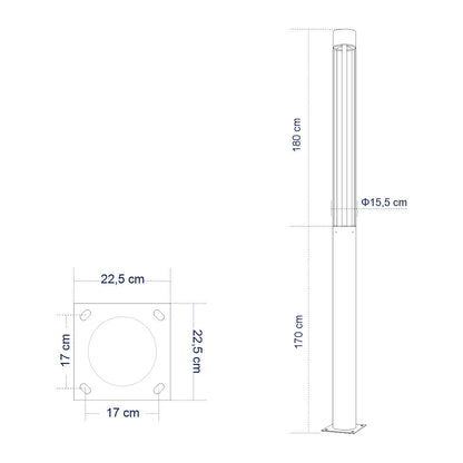 CANCUN 61510 Urban Light Φωτιστικό Πάρκου - Πλατείας - Κήπου Ύψους 3.5 μέτρων LED 40W 5440lm 60° AC100-240VAC IP67 IK09 - D15.5 x H350cm - Anthracite Grey - Φυσικό Λευκό 4000K - LUMILEDS - MEAN WELL DRIVER