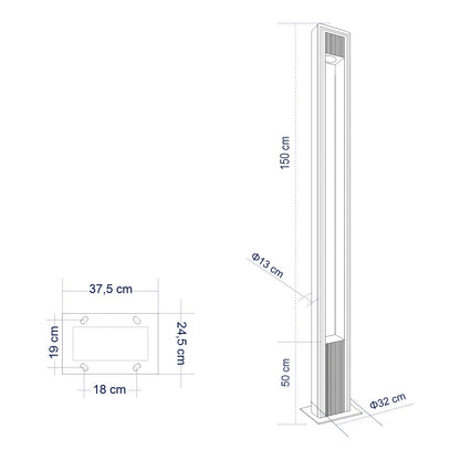 MERIDA 61513 Urban Light Φωτιστικό Πάρκου - Πλατείας - Κήπου Ύψους 2 μέτρων LED 40W 5440lm 60° AC100-240VAC IP67 IK09 - Μ32 x Π13 x Υ200cm - Anthracite Grey - Φυσικό Λευκό 4000K - LUMILEDS - MEAN WELL DRIVER