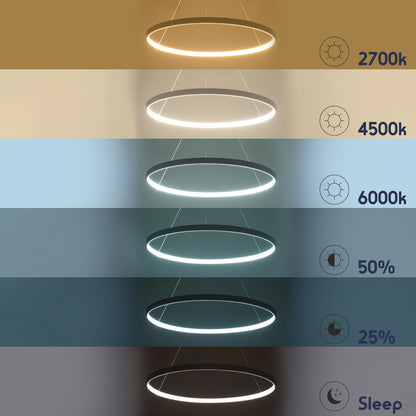 DIAMOND 61518 Κρεμαστό Φωτιστικό Δαχτυλίδι-Κύκλος LED CCT 75W 8400lm 360° AC 220-240V - Εναλλαγή Φωτισμού μέσω Τηλεχειριστηρίου All In One Ψυχρό 6000k+Φυσικό 4500k+Θερμό 2700k Dimmable Φ100cm - Λευκό