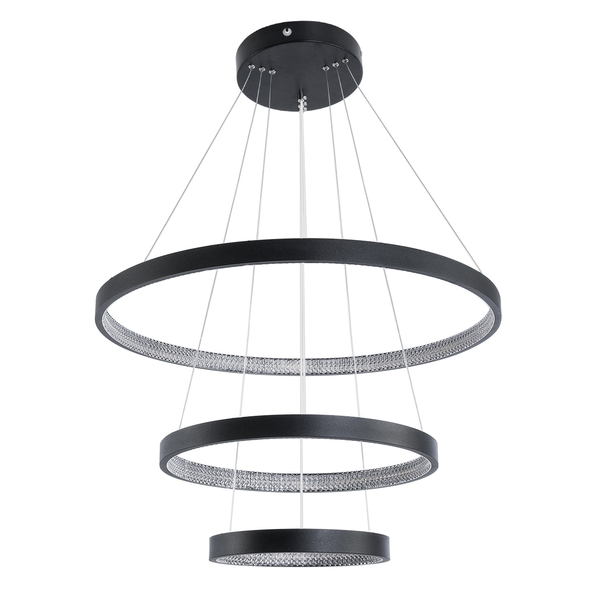 DIAMOND TRIO 61523 Κρεμαστό Φωτιστικό Δαχτυλίδι-Κύκλος LED CCT 100W 11200lm 360° AC 220-240V - Εναλλαγή Φωτισμού μέσω Τηλεχειριστηρίου All In One Ψυχρό 6000k+Φυσικό 4500k+Θερμό 2700k Dimmable Φ25+40+60cm - Μαυρο