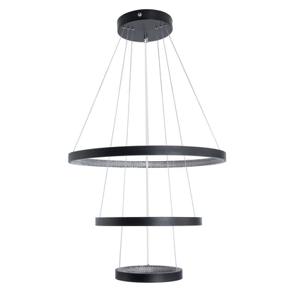 DIAMOND TRIO 61523-DECO Κρεμαστό Φωτιστικό Δαχτυλίδι-Κύκλος LED CCT 100W 11200lm 360° AC 220-240V - Εναλλαγή Φωτισμού μέσω Τηλεχειριστηρίου All In One Ψυχρό 6000k+Φυσικό 4500k+Θερμό 2700k Dimmable Φ25+40+60cm - Μαυρο