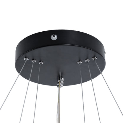 DIAMOND TRIO 61523-DECO Κρεμαστό Φωτιστικό Δαχτυλίδι-Κύκλος LED CCT 100W 11200lm 360° AC 220-240V - Εναλλαγή Φωτισμού μέσω Τηλεχειριστηρίου All In One Ψυχρό 6000k+Φυσικό 4500k+Θερμό 2700k Dimmable Φ25+40+60cm - Μαυρο