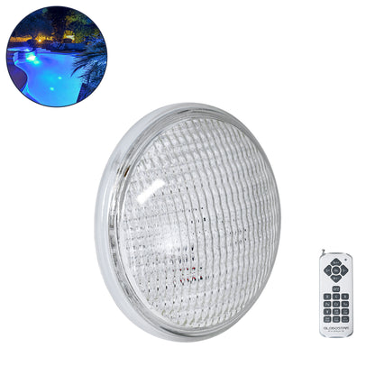 POOLANO 61537 Λάμπα LED Σποτ Πισίνας GX16D PAR56 25W 1750lm 120° AC 12V Αδιάβροχο IP68 IK06 Tempered Glass Φ18 x Υ10cm RGB με Ασύρματο Χειριστήριο RF 2.4Ghz Εμβέλειας 60 Μέτρων - Bridgelux Chip