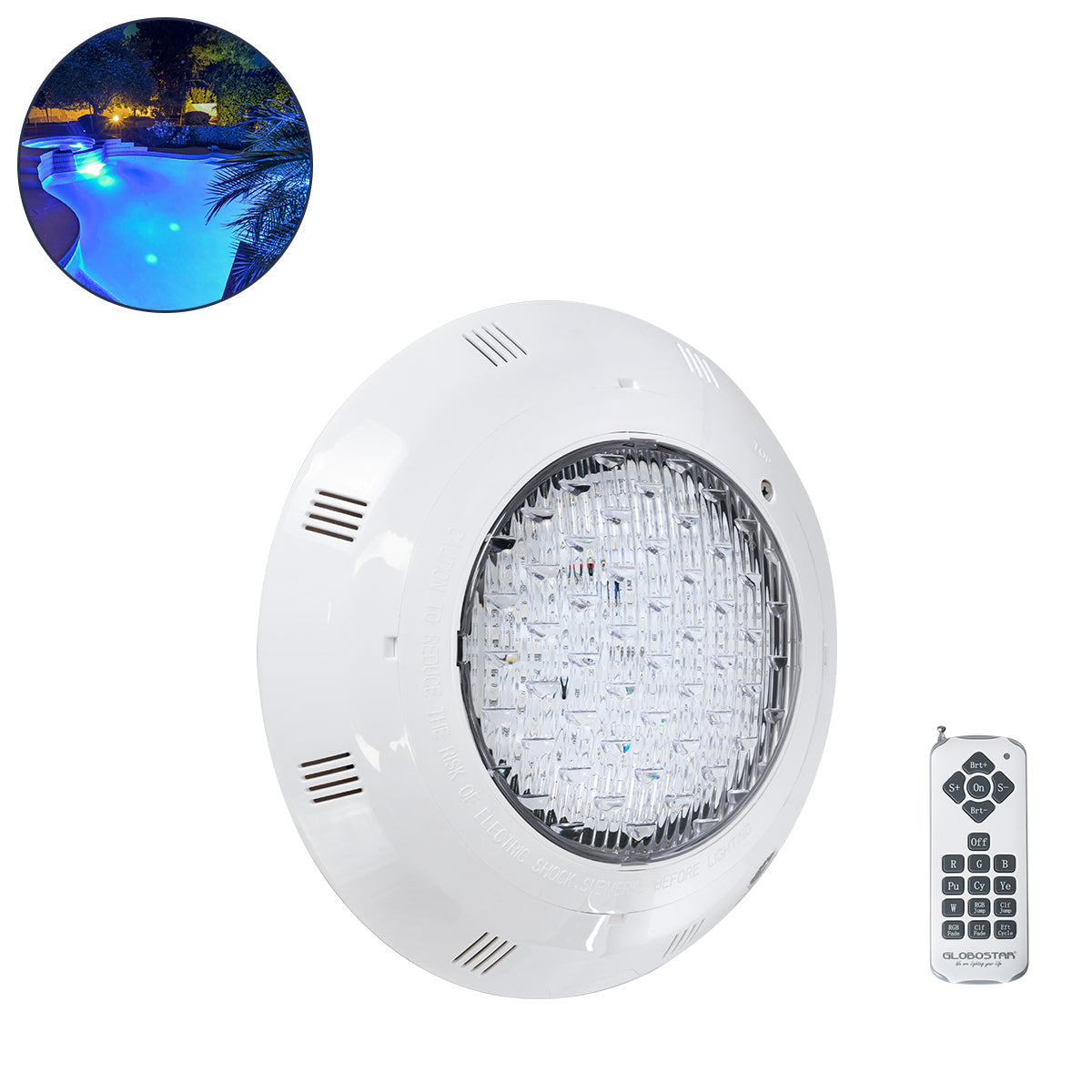 POOLΕΤΙ 61542 PRO Φωτιστικό Πισίνας LED 25W 1750lm 120° AC 12V Αδιάβροχο IP68 IK06 Tempered Glass Φ30 x Υ6.5cm RGB με Ασύρματο Χειριστήριο RF 2.4Ghz Εμβέλειας 60 Μέτρων - Bridgelux Chip - 2 Meter VDE Certified Cable