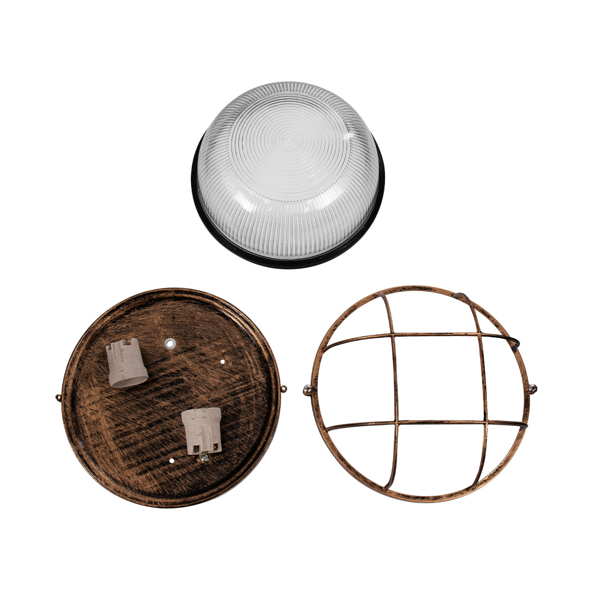 BOATLIGHT 61590 Vintage Φωτιστικό Καραβοχελώνα Τοίχου & Οροφής με Ντουί 2 x E27 AC 220-240V Αδιάβροχο IP65 - Χάλκινο Παλαιωμένο Εφέ Σκουριάς Ματ - Μ24 x Π24 x Υ11