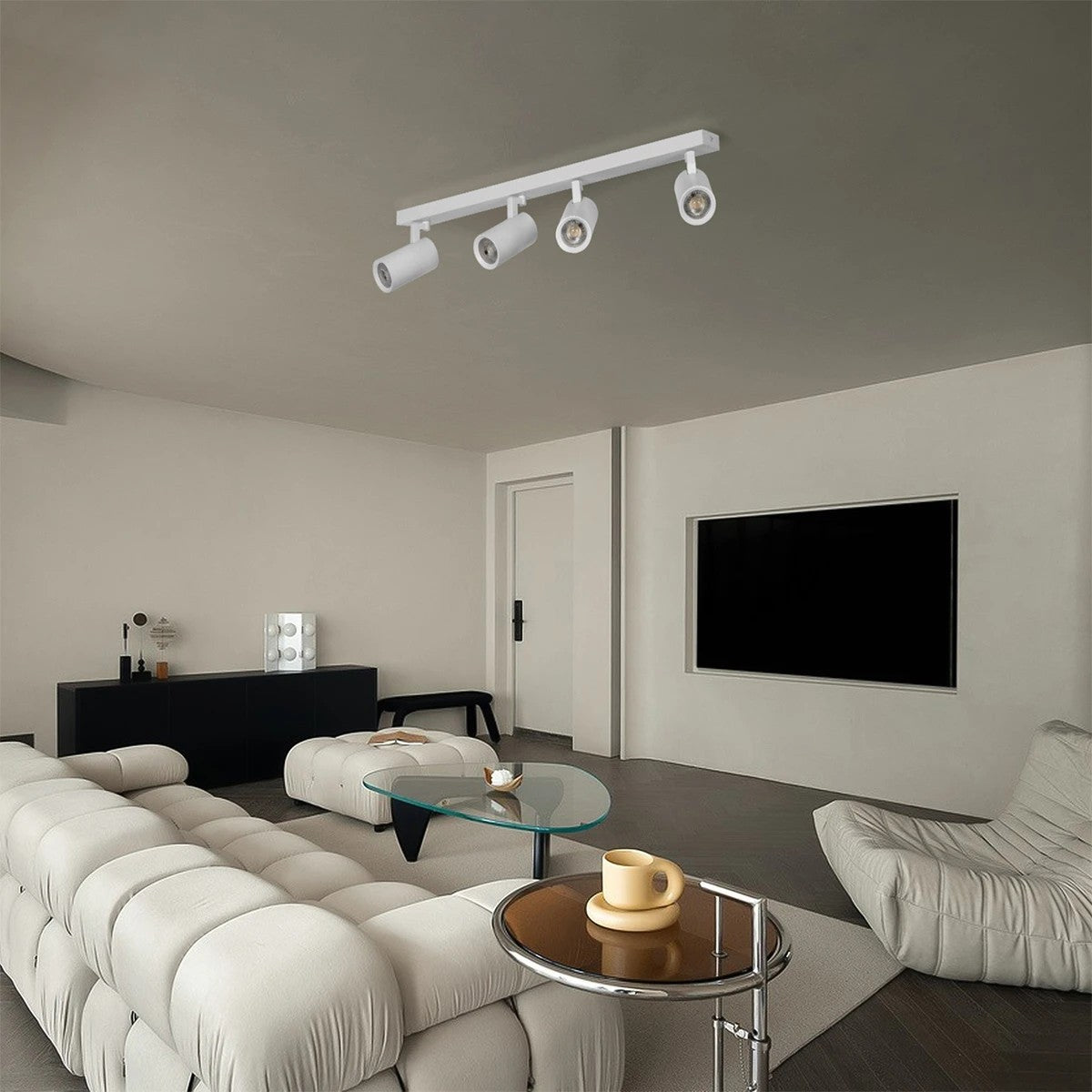 SPOTA KLV-101-0141 Κινούμενο Φωτιστικό Σποτ Οροφής για 4 Λάμπες MR16 με Ντουί GU10 AC 220-240V IP20 - Λευκό Ματ - Μ64 x Π6 x Υ14