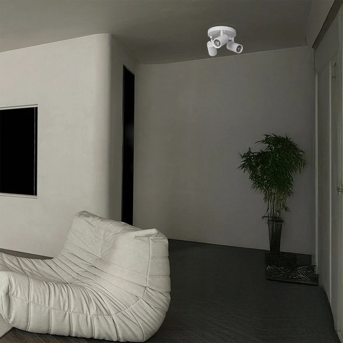 SPOTA KLV-101-0145 Κινούμενο Φωτιστικό Σποτ Οροφής για 3 Λάμπες MR16 με Ντουί GU10 AC 220-240V IP20 - Λευκό Ματ - Μ19 x Π19 x Υ14