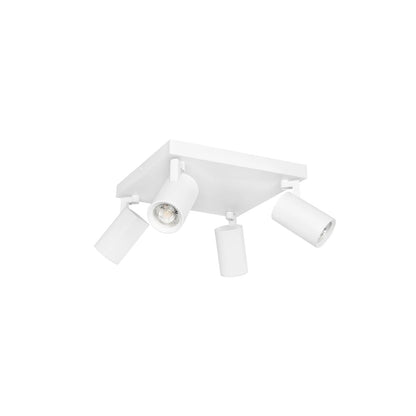 SPOTA KLV-101-0147 Κινούμενο Φωτιστικό Σποτ Οροφής για 4 Λάμπες MR16 με Ντουί GU10 AC 220-240V IP20 - Λευκό Ματ - Μ26 x Π26 x Υ14