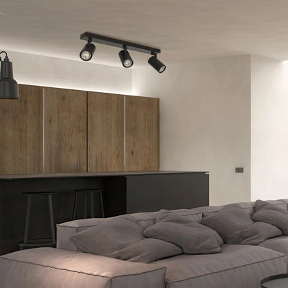 SPOTA KLV-101-0138 Κινούμενο Φωτιστικό Σποτ Οροφής για 3 Λάμπες MR16 με Ντουί GU10 AC 220-240V IP20 - Μαύρο Ματ - Μ48 x Π6.2 x Υ14
