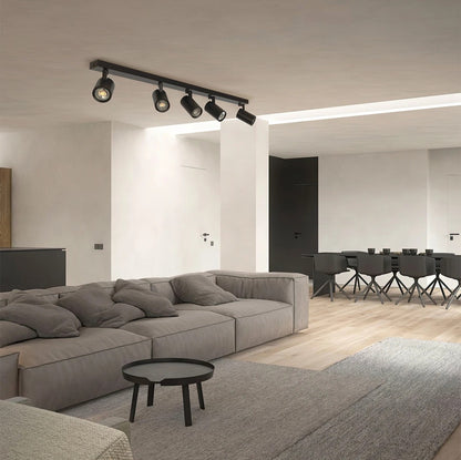 SPOTA KLV-101-0142 Κινούμενο Φωτιστικό Σποτ Οροφής για 5 Λάμπες MR16 με Ντουί GU10 AC 220-240V IP20 - Μαύρο Ματ - Μ79.5 x Π6.3 x Υ14