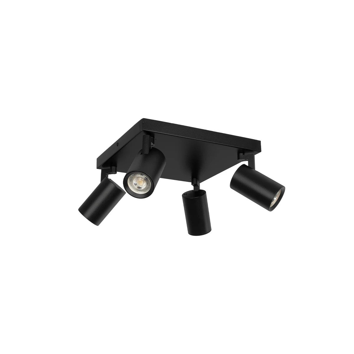 SPOTA KLV-101-0146 Κινούμενο Φωτιστικό Σποτ Οροφής για 4 Λάμπες MR16 με Ντουί GU10 AC 220-240V IP20 - Μαύρο Ματ - Μ26 x Π26 x Υ14