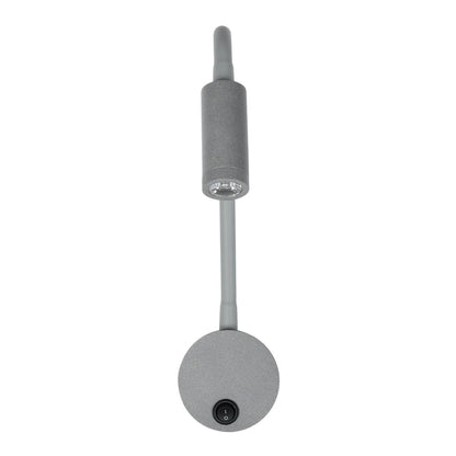 GOOSE 61689 Φωτιστικό Τοίχου - Απλίκα LED 3W 300lm 36° AC 220-240V IP20 - Reading Light - Θερμό Λευκό 2700K Γκρι Αλουμίνιο - Μ6.5 x Π22.5 x Υ23cm