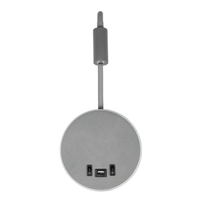 GOOSE 61694 Φωτιστικό Τοίχου - Απλίκα LED 6W 600lm 36° AC 220-240V IP20 - Reading Light & 360° Κρυφός Φωτισμός - Φορτιστής USB 3A - Θερμό Λευκό 2700K Γκρι Αλουμίνιο - Μ15.5 x Π22.5 x Υ30cm