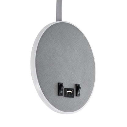 GOOSE 61694 Φωτιστικό Τοίχου - Απλίκα LED 6W 600lm 36° AC 220-240V IP20 - Reading Light & 360° Κρυφός Φωτισμός - Φορτιστής USB 3A - Θερμό Λευκό 2700K Γκρι Αλουμίνιο - Μ15.5 x Π22.5 x Υ30cm