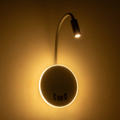 GOOSE 61694 Φωτιστικό Τοίχου - Απλίκα LED 6W 600lm 36° AC 220-240V IP20 - Reading Light & 360° Κρυφός Φωτισμός - Φορτιστής USB 3A - Θερμό Λευκό 2700K Γκρι Αλουμίνιο - Μ15.5 x Π22.5 x Υ30cm