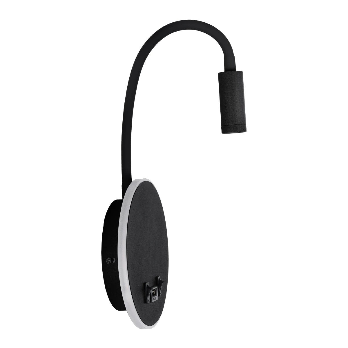 GOOSE 61695 Μοντέρνο Φωτιστικό Τοίχου - Απλίκα Ξενοδοχείου Reading Light με Φορτιστή USB 3A LED 6W 600lm 36° & 360° AC 220-240V IP20 Θερμό Λευκό 2700K - Bridgelux COB Chip & TÜV SÜD Driver - Μαύρο Ματ - Μ15.5 x Π22.5 x Υ30