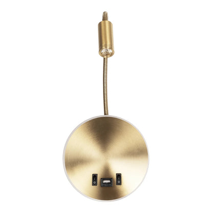 GOOSE 61697 Φωτιστικό Τοίχου - Απλίκα LED 6W 600lm 36° AC 220-240V IP20 - Reading Light & 360° Κρυφός Φωτισμός - Φορτιστής USB 3A - Θερμό Λευκό 2700K Χρυσό Βούρτσας - Μ15.5 x Π22.5 x Υ30cm