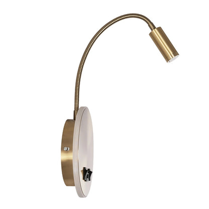 GOOSE 61697 Φωτιστικό Τοίχου - Απλίκα LED 6W 600lm 36° AC 220-240V IP20 - Reading Light & 360° Κρυφός Φωτισμός - Φορτιστής USB 3A - Θερμό Λευκό 2700K Χρυσό Βούρτσας - Μ15.5 x Π22.5 x Υ30cm