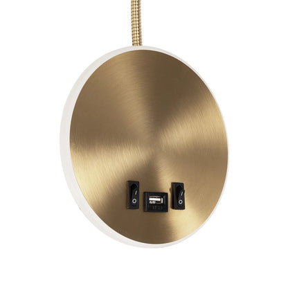 GOOSE 61697 Φωτιστικό Τοίχου - Απλίκα LED 6W 600lm 36° AC 220-240V IP20 - Reading Light & 360° Κρυφός Φωτισμός - Φορτιστής USB 3A - Θερμό Λευκό 2700K Χρυσό Βούρτσας - Μ15.5 x Π22.5 x Υ30cm