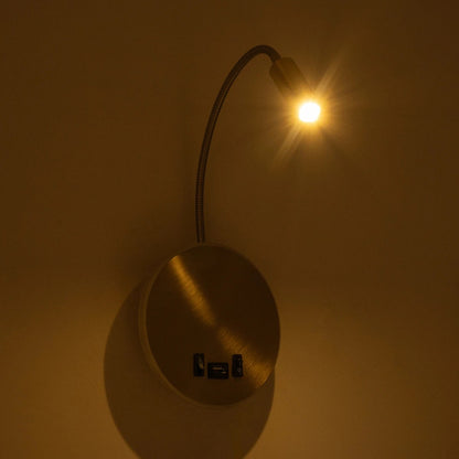 GOOSE 61697 Φωτιστικό Τοίχου - Απλίκα LED 6W 600lm 36° AC 220-240V IP20 - Reading Light & 360° Κρυφός Φωτισμός - Φορτιστής USB 3A - Θερμό Λευκό 2700K Χρυσό Βούρτσας - Μ15.5 x Π22.5 x Υ30cm