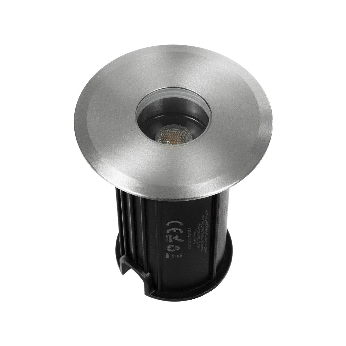 POOLIFY 61713 Υποβρύχιο Χωνευτό Σποτ για Σιντριβάνια/Πισίνες LED 3W 360lm 30° DC 24V Αδιάβροχο IP68 Θερμό Λευκό 2700K Dimmable - CREE XPE - Ανοξείδωτο Ατσάλι 316 & Tempered Glass - 1m VDE Rubber Καλώδιο - Φ6.5 x Υ8 / Q5.2