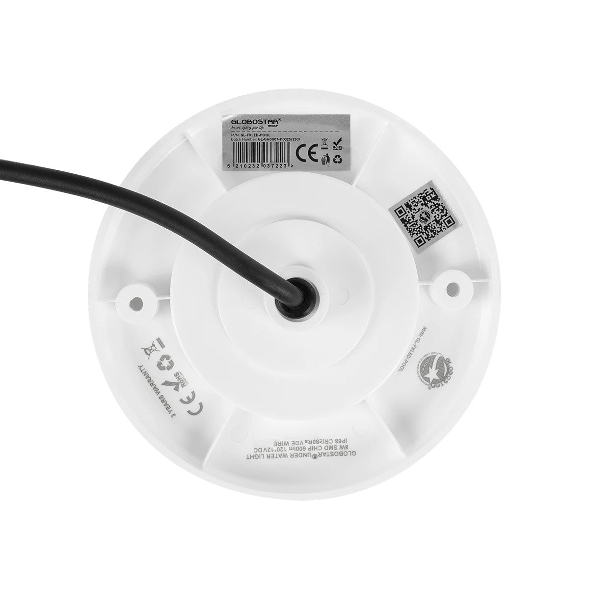 POOLARTY 61714 Υποβρύχιο Φωτιστικό για Σιντριβάνια/Πισίνες LED 8W 680lm 120° DC 12V Αδιάβροχο IP68 Ψυχρό Λευκό 6000K Dimmable - Bridgelux SMD Chip - 1m VDE Rubber Καλώδιο - Μ13 x Π13 x Υ2