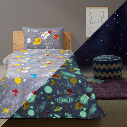 Σεντόνι Μονό Φωσφοριζέ με Μαξιλαροθήκη Scope Art 6175 170x240εκ Γκρι